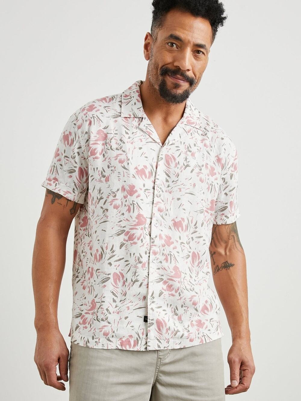 Rails Dresden Brushed Floral White Button Down Collared Shirt Short Sleeve XL